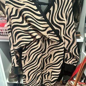 The Vintage Shop Zebra Print Mini Dress - Black and Cream